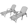 vidaXL Vidaxl Chaises Longues Lot De 2 Avec Table Acier Anthracite