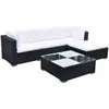 vidaXL Salon de jardin 5 pcs avec coussins Résine tressée Noir