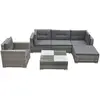 vidaXL Salon de jardin avec coussins 6 pcs résine tressée gris