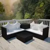 vidaXL Salon de jardin 4 pcs avec coussins Résine tressée Noir
