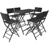 vidaXL Mobilier à dîner pliable jardin 7 pcs Acier Résine tressée Noir