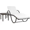 vidaXL Chaise longue avec coussin et table Résine tressée Marron