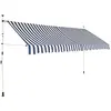 vidaXL Auvent rétractable manuel 350 cm Rayures bleues et blanches