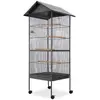 vidaXL Cage à oiseaux avec toit Acier Noir 66 x 66 x 155 cm