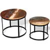 vidaXL Table basse 2 pcs Bois récupéré massif Rond 40 cm / 50 cm