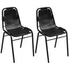 vidaXL Chaises de salle à manger 2 pcs Noir Cuir véritable