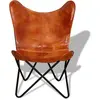 vidaXL Chaise papillon Marron Cuir véritable