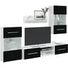 vidaXL Meuble TV mural 5 pièces avec éclairage LED Noir