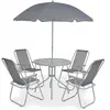 vidaXL Mobilier à dîner d'extérieur 6 pcs Acier et textilène Gris