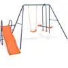 vidaXL Ensemble de balançoire avec toboggan et 3 sièges Orange