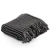 vidaXL Couverture coton à carrés 125x150 cm Noir
