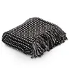 vidaXL Couverture coton à carreaux 160x210 cm Noir