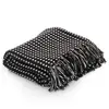 vidaXL Couverture coton à carrés 220x250 cm Noir