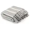 vidaXL Couverture coton à rayures 160x210 cm Gris et Blanc