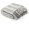 vidaXL Couverture coton à rayures 220x250 cm Gris et Blanc