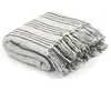 vidaXL Couverture coton à rayures 125x150 cm Gris et Blanc