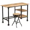 vidaXL Bureau avec tabouret pliant Bois de manguier massif 115x50x76cm