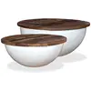vidaXL Table basse 2 pcs Bois de récupération massif blanc forme bol