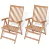 vidaXL Chaises inclinables de jardin 2 pcs Bois de teck solide