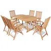 vidaXL Meuble à dîner de jardin 7 pcs et chaises pliables Teck solide