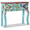 vidaXL Table console Bois de manguier massif Bleu peint à la main