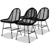 vidaXL Chaises à manger lot de 4 noir rotin naturel