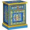 vidaXL Table de chevet Bois de manguier Turquoise Peinture à la main