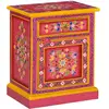 vidaXL Table de chevet Bois de manguier massif Rose Peinture à la main