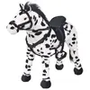 vidaXL Jouet en peluche Cheval Noir et blanc XXL