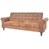 vidaXL Canapé à 2 places convertible accoudoir daim synthétique marron