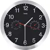 vidaXL Horloge murale à quartz Hygromètre et thermomètre 30 cm Noir