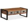 vidaXL Table basse avec 3 tiroirs Bois de récupération 100x50x35 cm