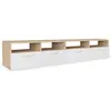 vidaXL Meuble TV 2 pcs Aggloméré 95 x 35 x 36 cm Chêne et blanc