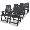 vidaXL Chaises inclinables de jardin 6 pcs Plastique Anthracite