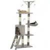 vidaXL Arbre à chat avec griffoirs en sisal 138 cm Gris