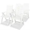 vidaXL Vidaxl Chaises Inclinables De Jardin Lot De 4 Plastique Blanc