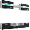 vidaXL Ensemble mural pour TV 5 pcs avec lumières LED Noir brillant