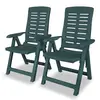 vidaXL 2 pcs Chaises inclinables de jardin Plastique Vert