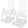 vidaXL 2 pcs Chaises inclinables de jardin Plastique Blanc