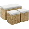 vidaXL Banc avec 2 poufs Jacinthe d'eau Gris