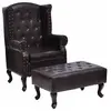 vidaXL Fauteuil avec repose-pied Marron foncé Similicuir