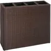 vidaXL Lit surélevé de jardin avec 4 pots Résine tressée Marron