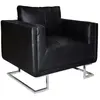 vidaXL Fauteuil cube avec pieds chromés Noir Similicuir