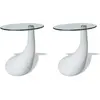 vidaXL Table basse et dessus de table Verre rond Blanc brillant 2 pcs
