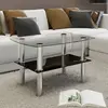 vidaXL Table basse avec 2 étagères Verre