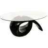 vidaXL Table basse avec dessus de table en verre ovale Noir brillant
