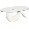 vidaXL Table basse avec dessus de table en verre ovale Blanc brillant