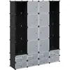 vidaXL Armoire modulaire 18 compartiments Noir et blanc 37x146x180,5cm