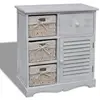 vidaXL Armoire en bois 3 paniers gauches en tissage Blanc