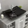 VIDAXL Lavabo rectangulaire en céramique noir de luxe avec trop plein et trou